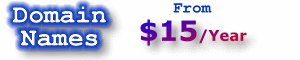 domain name registration - $15 per year 